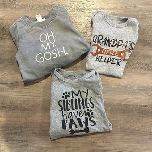 2 bodysuits 1 sweatshirt